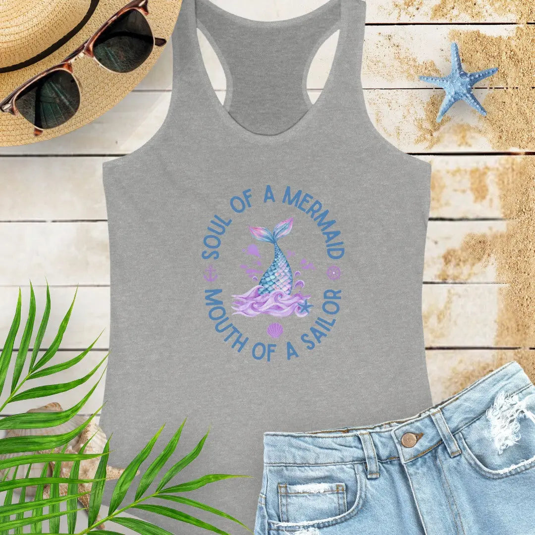Mermaid Soul Sailor Mouth Tank Top Tank Top 2XL-Heather-Grey Everythings Beachy