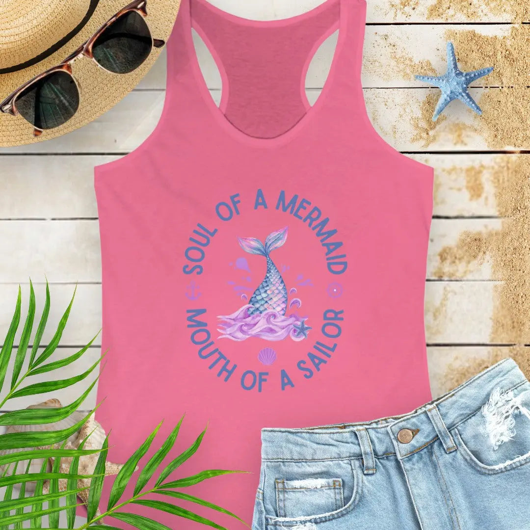 Mermaid Soul Sailor Mouth Tank Top Tank Top 2XL-Solid-Hot-Pink Everythings Beachy