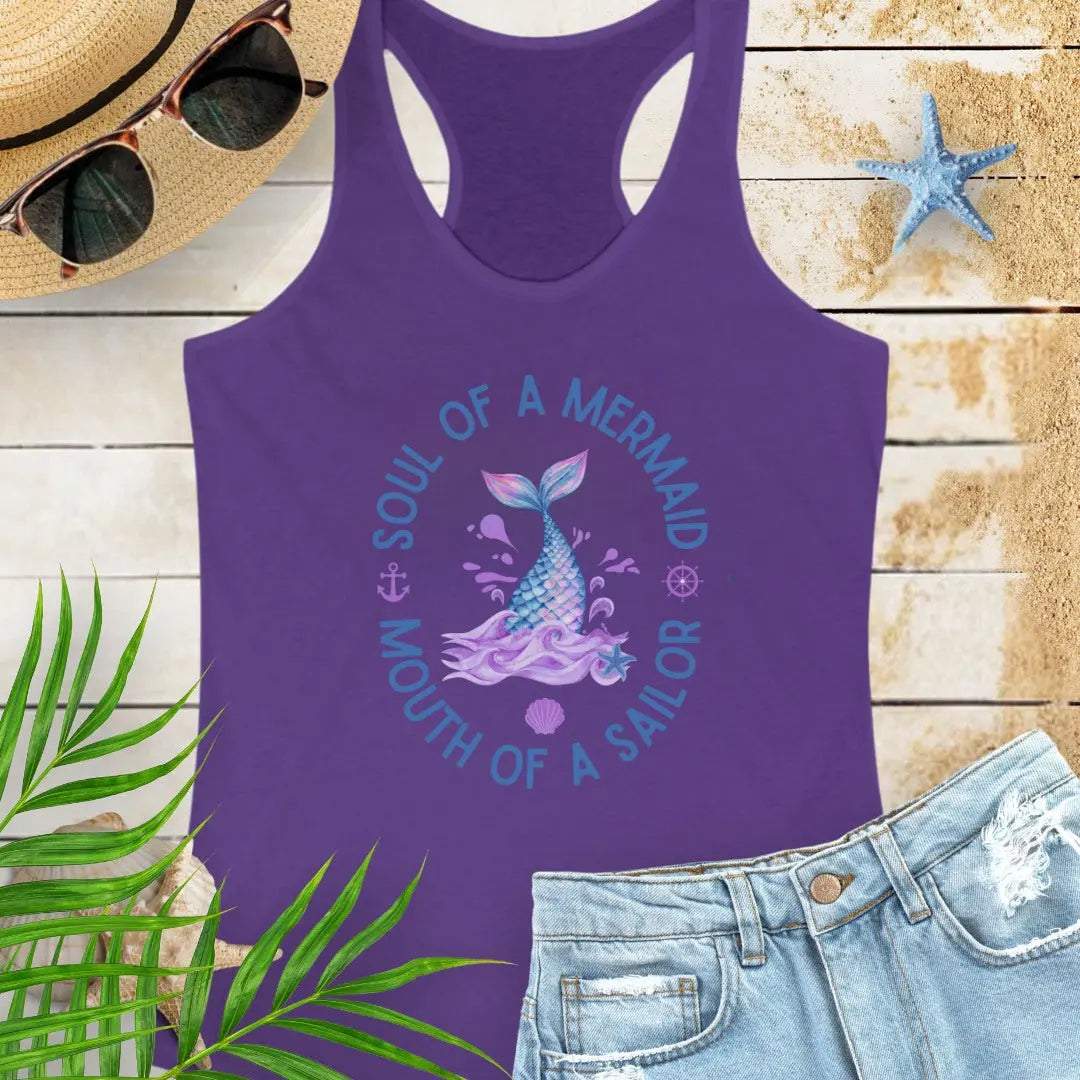Mermaid Soul Sailor Mouth Tank Top Tank Top 2XL-Solid-Purple-Rush Everythings Beachy