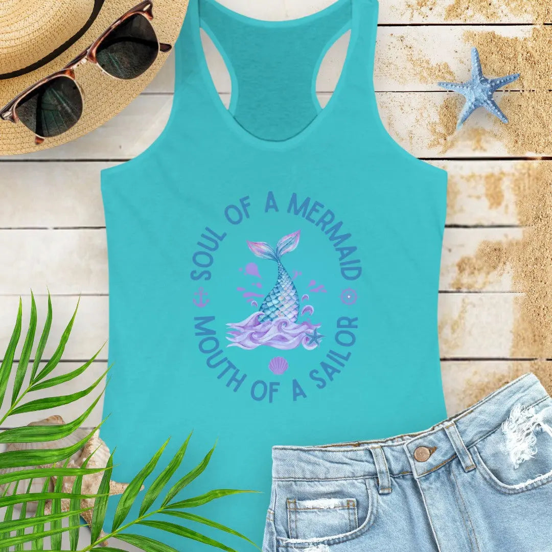 Mermaid Soul Sailor Mouth Tank Top Tank Top 2XL-Solid-Tahiti-Blue Everythings Beachy