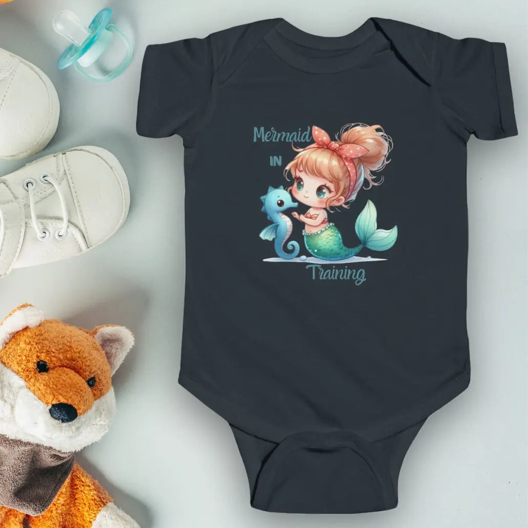 Mermaid in Training Bodysuit baby bodysuits Black-24M Everythings Beachy