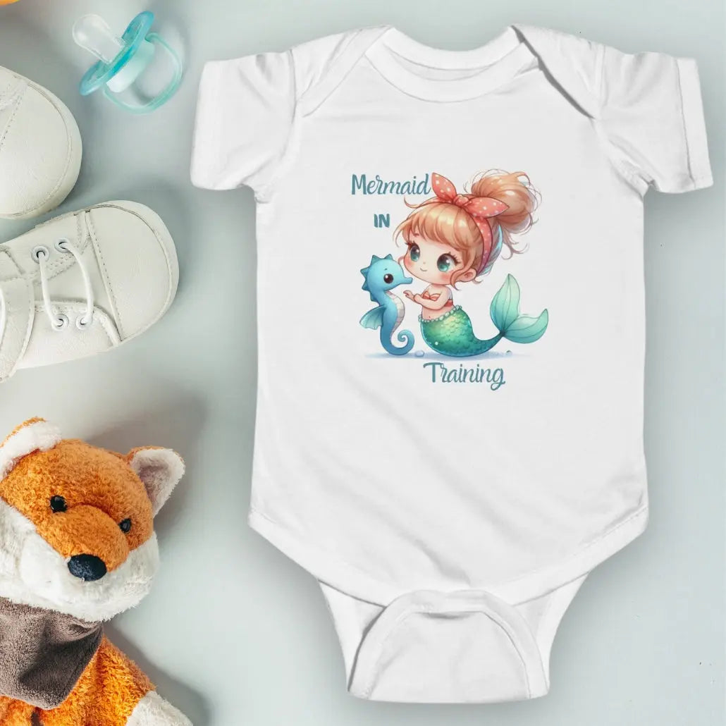 Mermaid in Training Bodysuit baby bodysuits White-24M Everythings Beachy