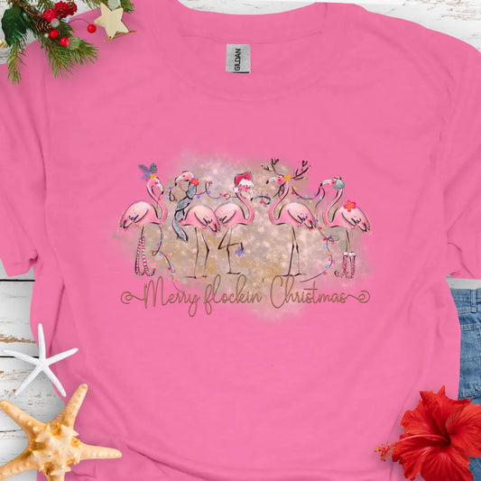 Merry Flockin' Christmas T-Shirt  T-Shirt Azalea-3XL Everythings Beachy