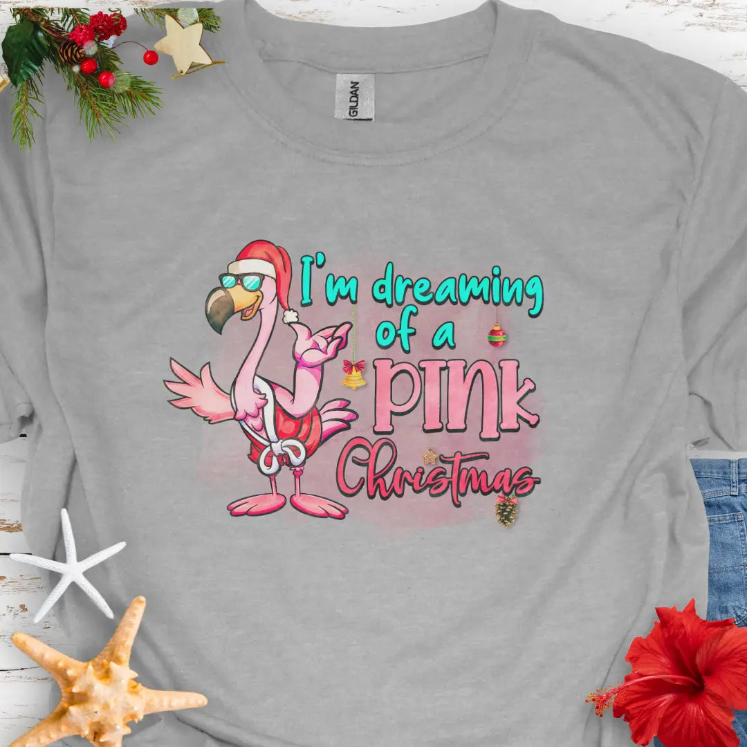 Dreaming Pink Christmas T-Shirt T-Shirt Sport-Grey-5XL Everythings Beachy