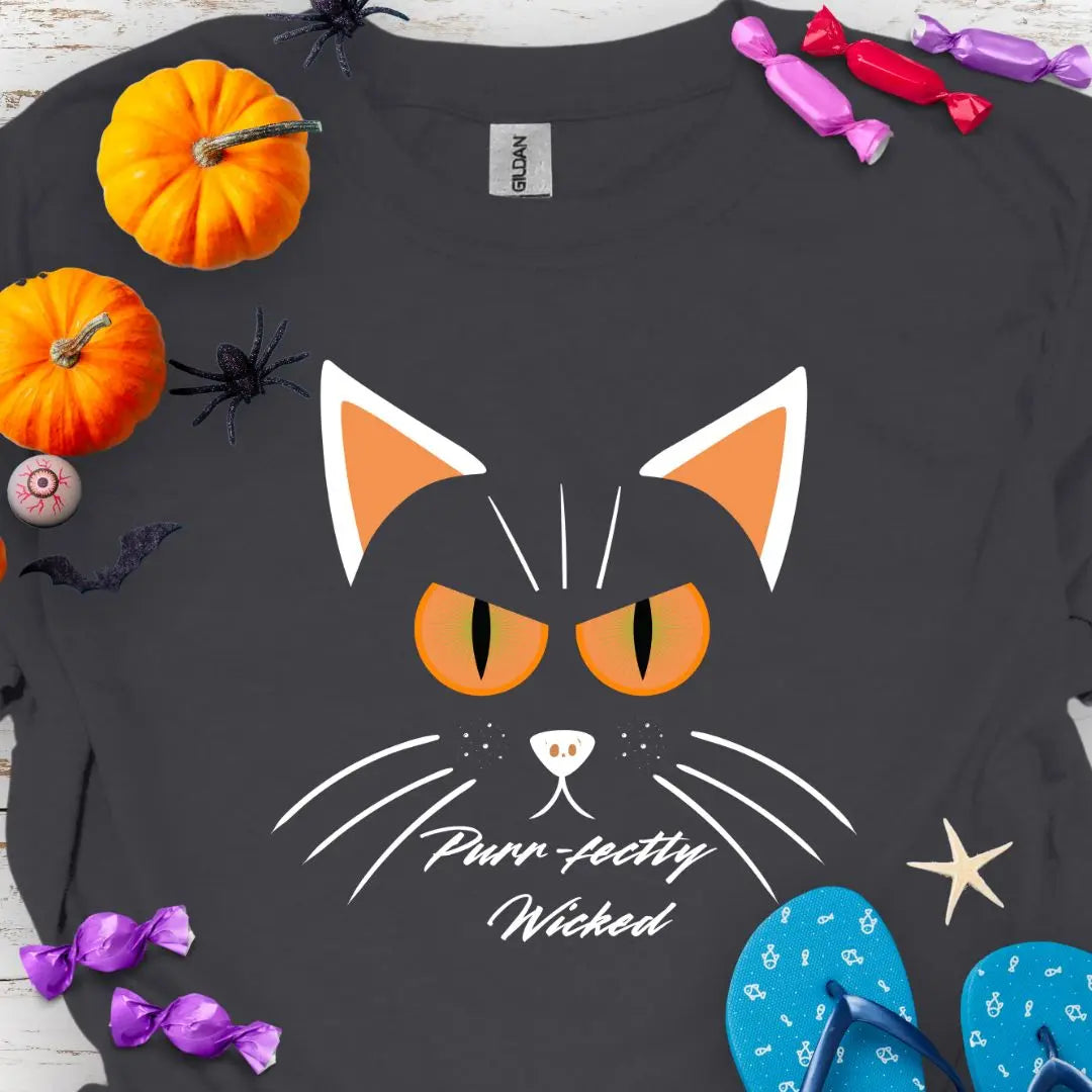 Purr-fectly Wicked T-Shirt (front/back)  T-Shirt  Everythings Beachy