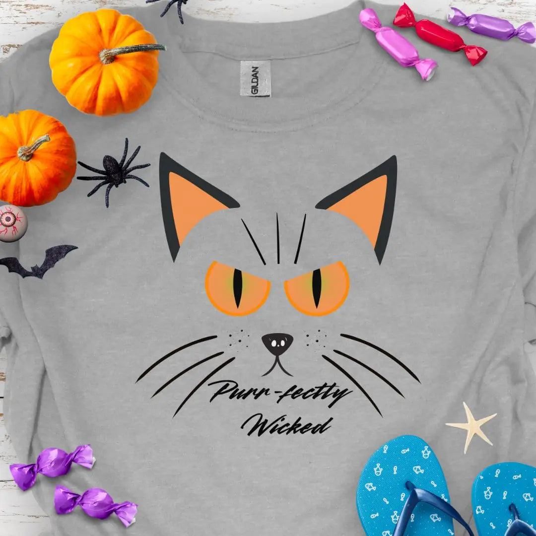 Purr-fectly Wicked T-Shirt (front/back) T-Shirt 5XL-Sport-Grey Everythings Beachy