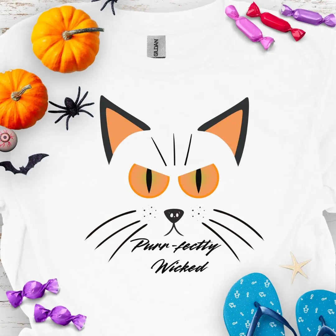 Purr-fectly Wicked T-Shirt (front/back)  T-Shirt 5XL-White Everythings Beachy