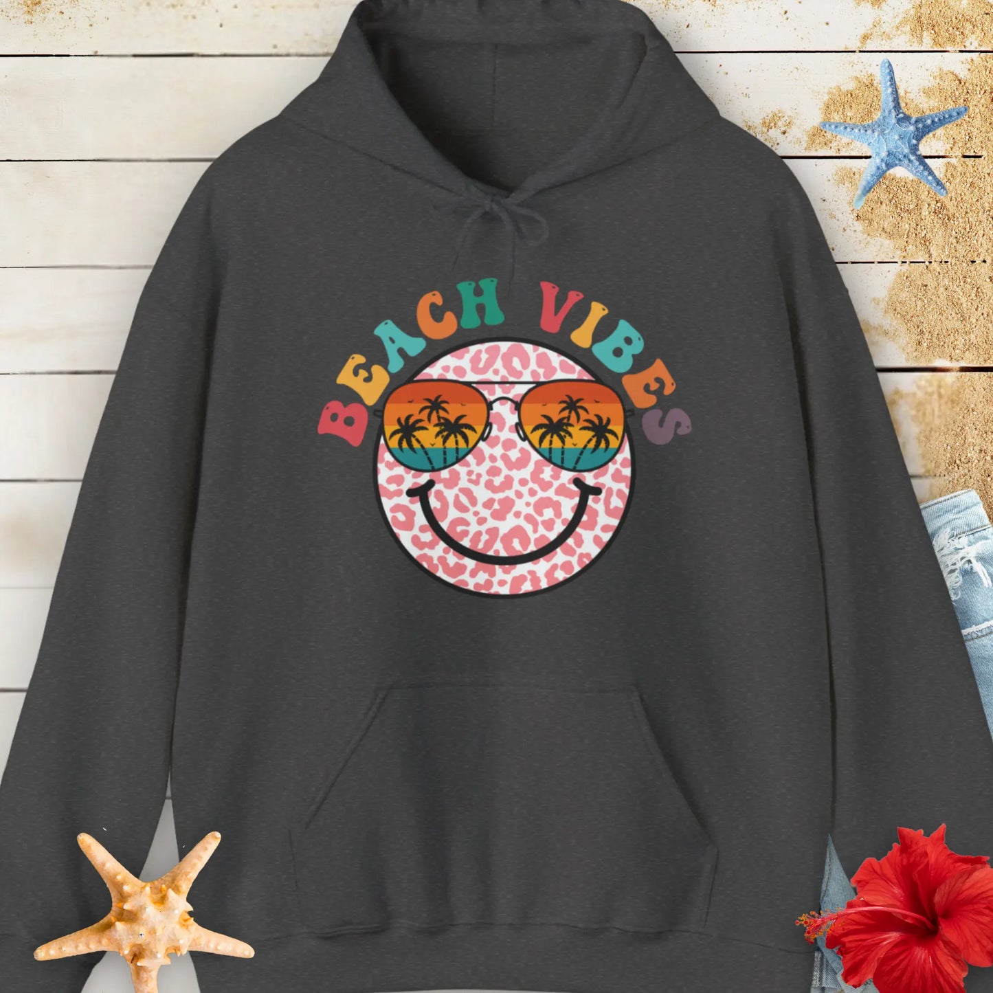 Beach Vibes Hoodie Hoodie Dark-Heather-5XL Everythings Beachy
