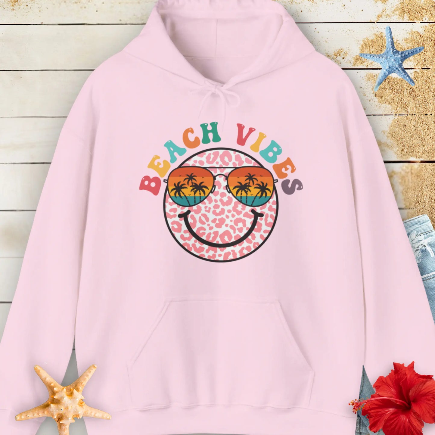 Beach Vibes Hoodie Hoodie Light-Pink-5XL Everythings Beachy