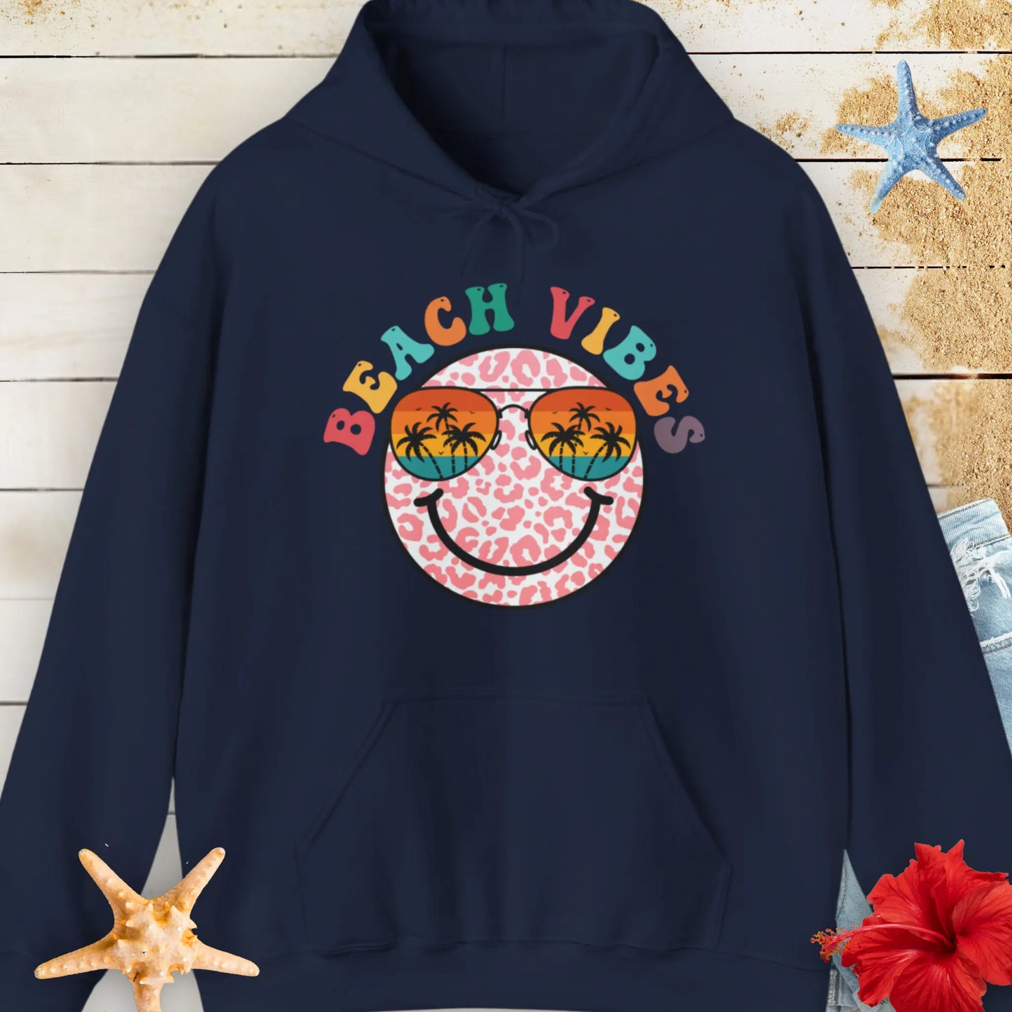 Beach Vibes Hoodie Hoodie Navy-5XL Everythings Beachy