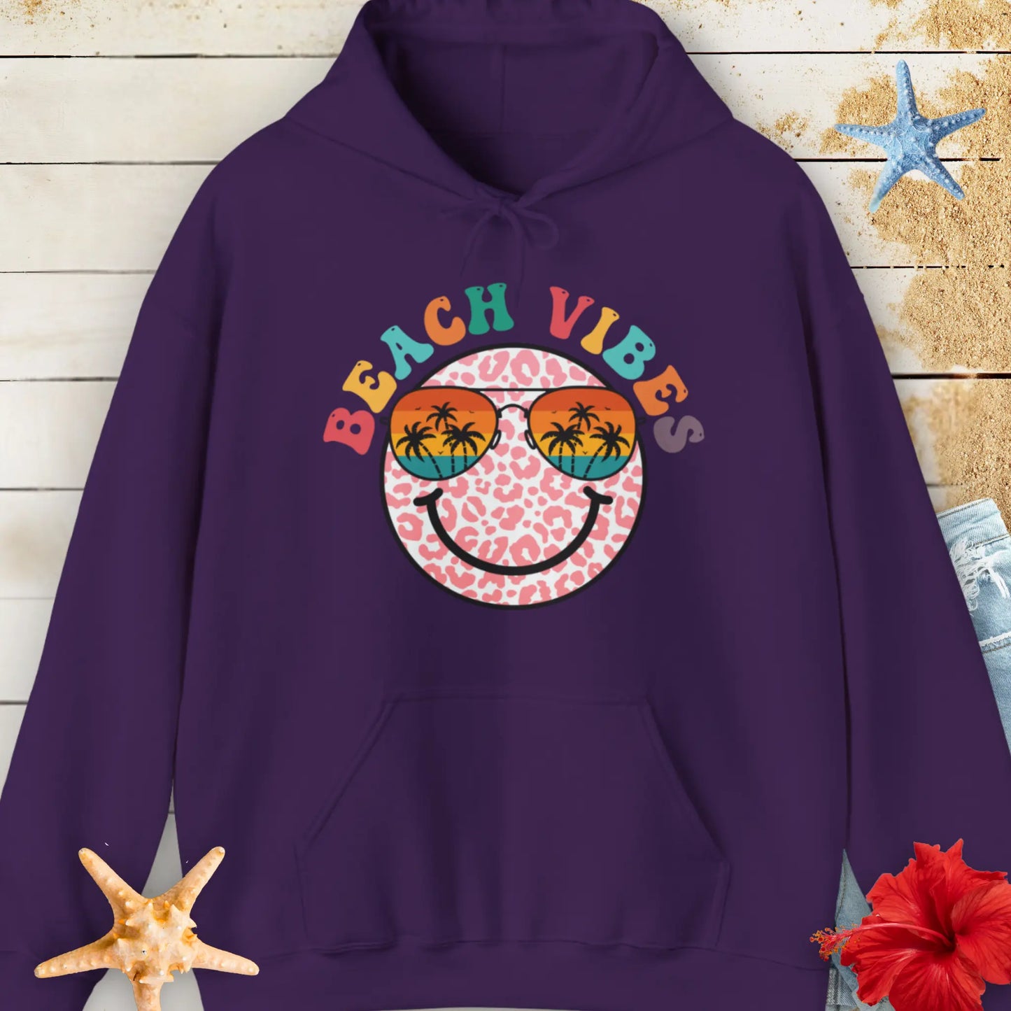 Beach Vibes Hoodie Hoodie Purple-5XL Everythings Beachy