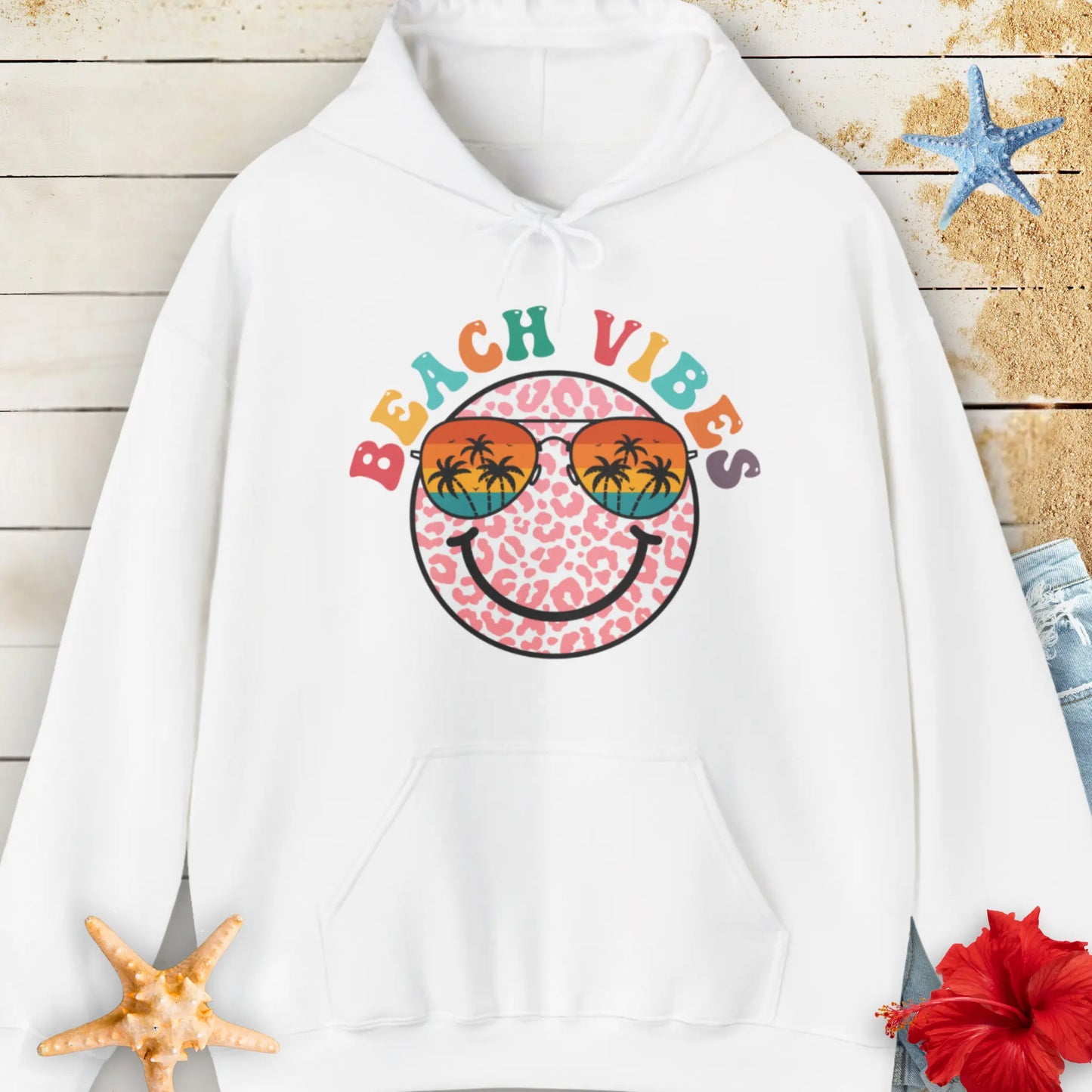 Beach Vibes Hoodie Hoodie White-5XL Everythings Beachy