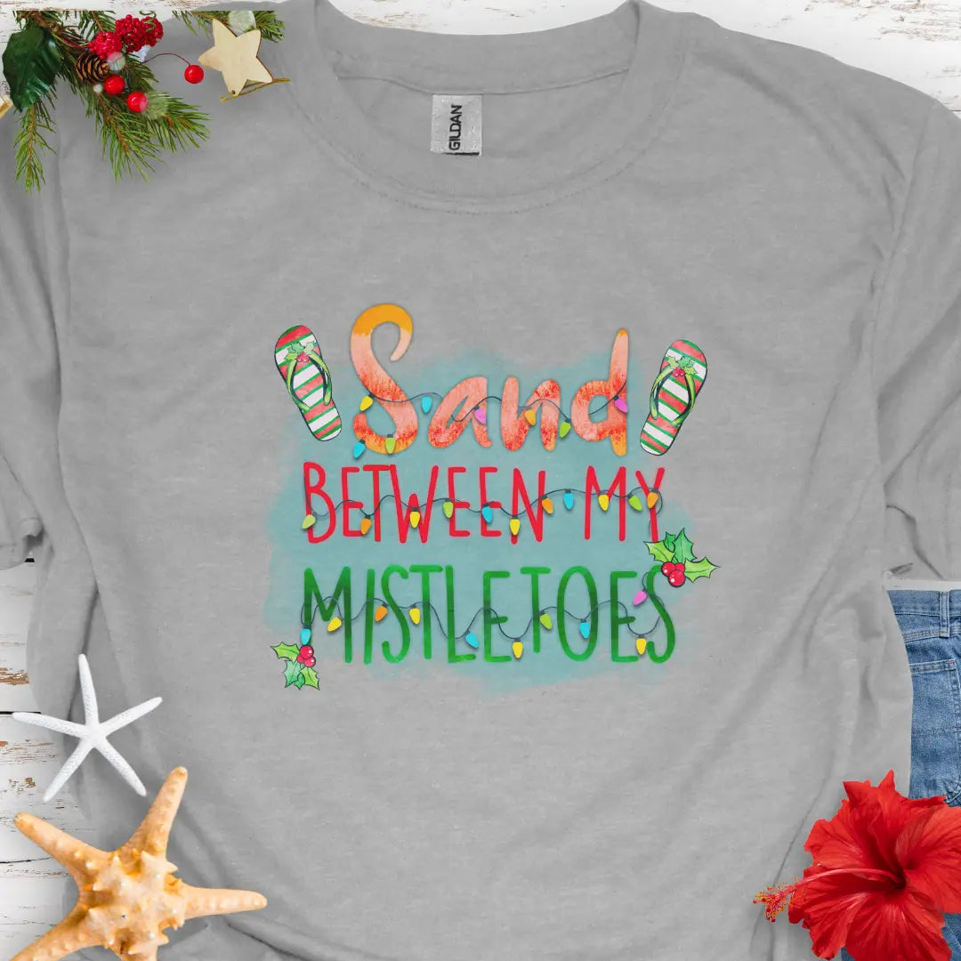 Sand Between Mistletoes T-Shirt T-Shirt Sport-Grey-5XL Everythings Beachy