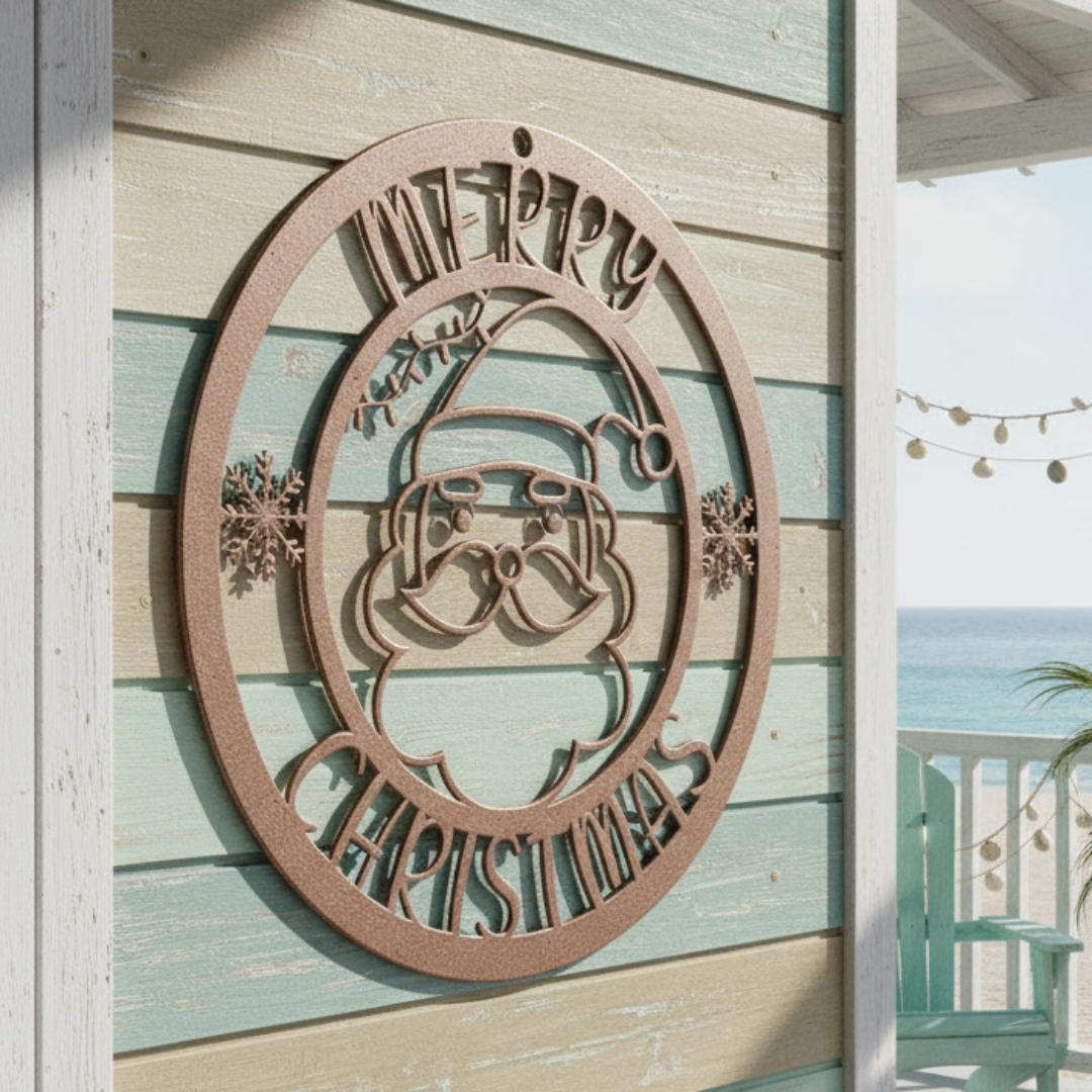 Santa_Merry_Christmas_Metal_Sign_Copper_Rustic_Hallway_Mockup.png