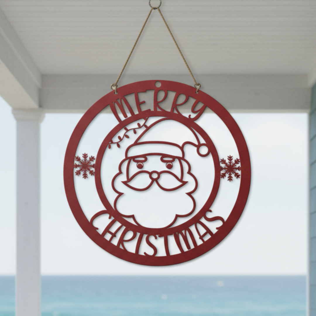 Santa_Merry_Christmas_Metal_Sign_Red_Simple_Wood_BKGD_Mockup.png