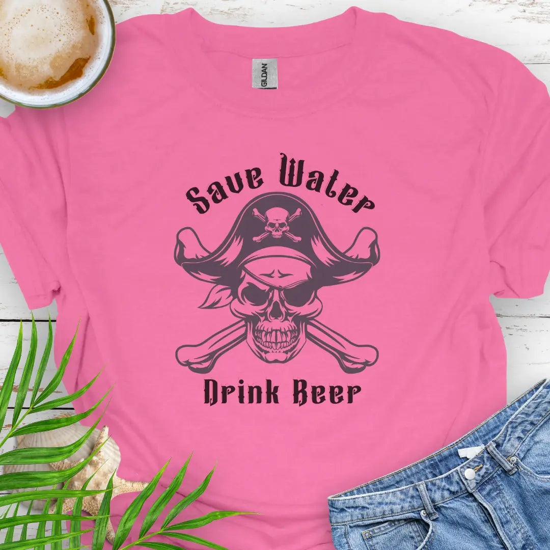 Azalea with Pirate and text Save Water Drink Beer.