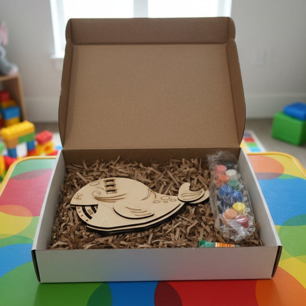 Open box of DIY Seal Perpetual Calendar Child's paint kit.