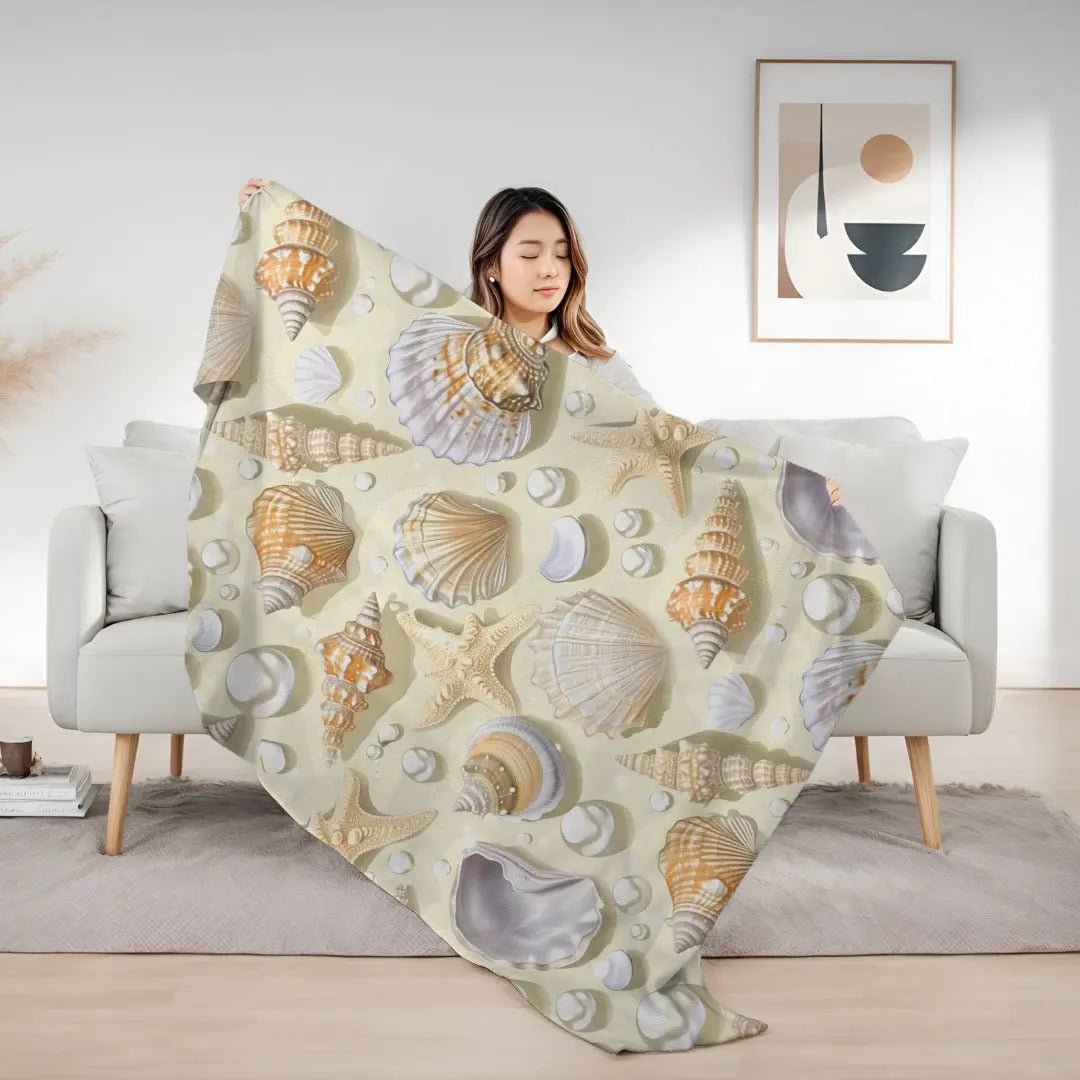 Seashells and Pearls Blanket Blankets & Throws Everythings Beachy
