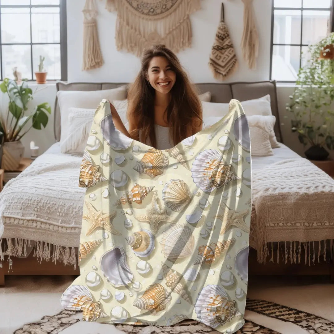Seashells and Pearls Blanket Blankets & Throws Everythings Beachy