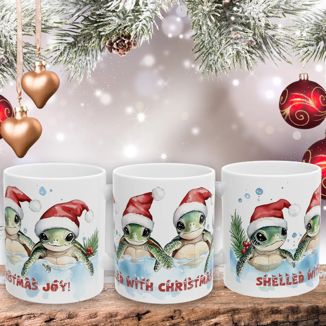 Sea Turtles Shelled Christmas Mug Mug 11oz Everythings Beachy