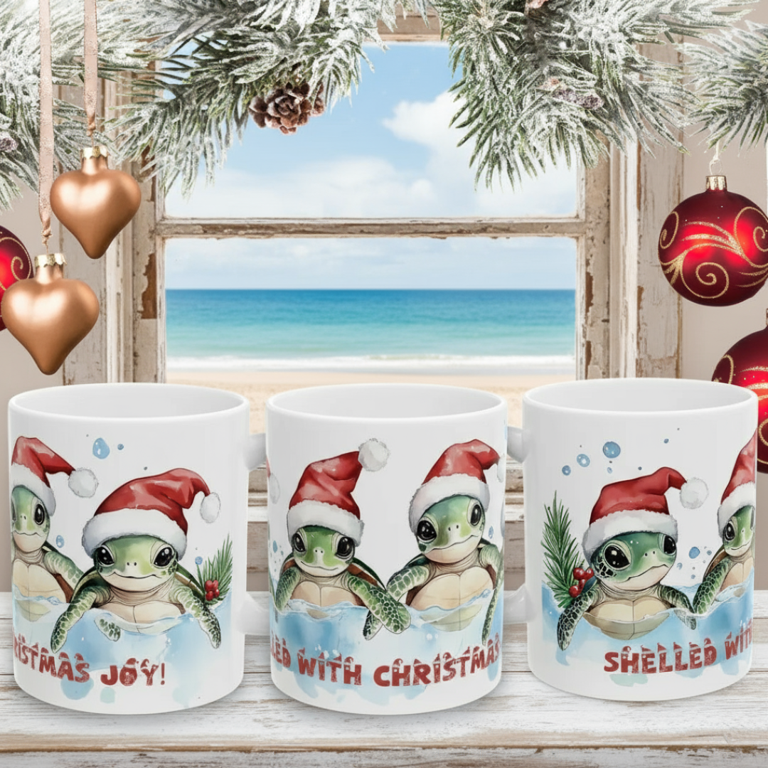 Sea Turtles Shelled Christmas Mug Mug 11oz Everythings Beachy