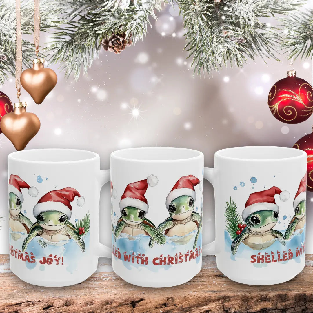 Sea Turtles Shelled Christmas Mug Mug 15oz Everythings Beachy