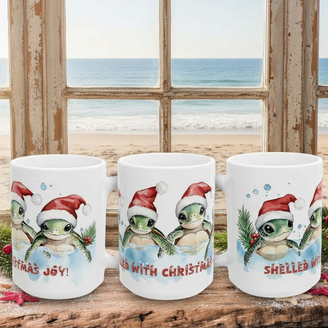 Sea Turtles Shelled Christmas Mug Mug 15oz Everythings Beachy