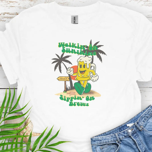 Sippin' on Brews T-shirt  T-Shirt White-3XL Everythings Beachy
