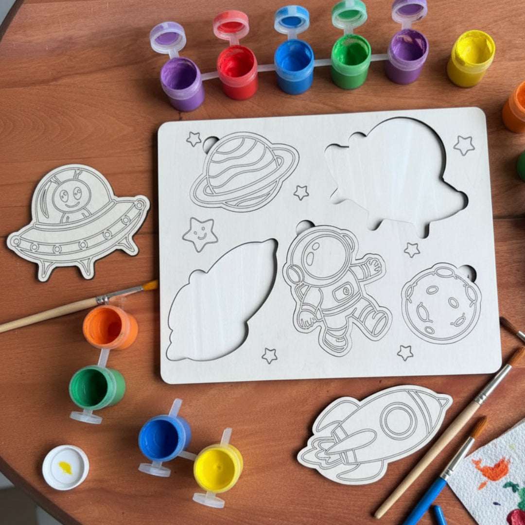 Outer Space Wooden Puzzle & Paint Kit