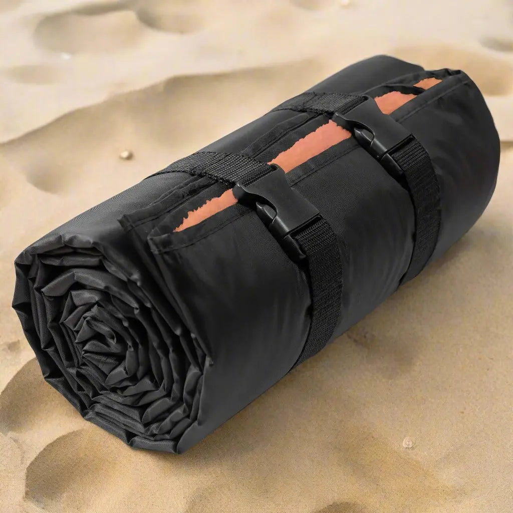 Sunset Family Vacation Beach Blanket Rolled up