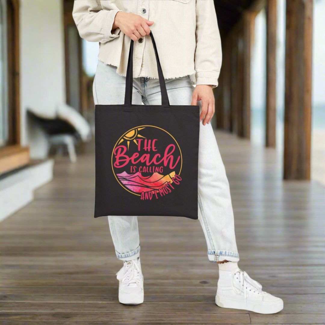 Beach Calling Cotton Canvas Tote Bag - Perfect for Summers & Adventures Tote Bag Everythings Beachy
