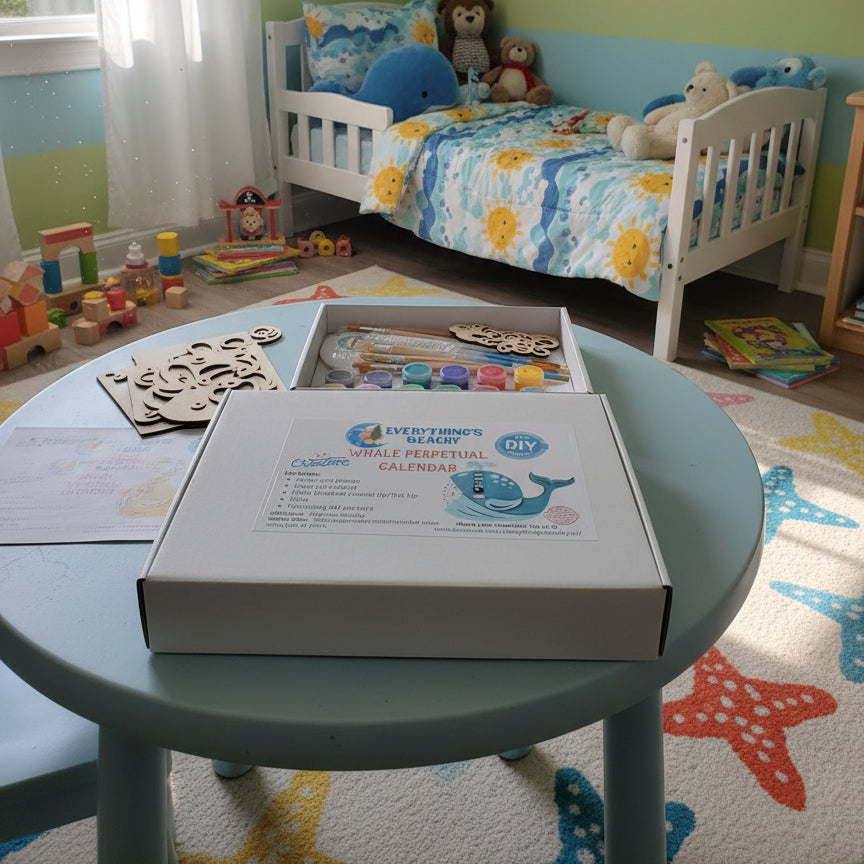 Whale Perpetual Calendar DIY Wood Painting Kit