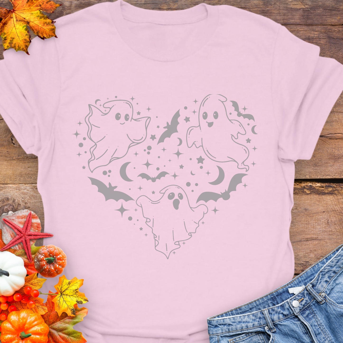 Ghost and Bats Heart T-Shirt