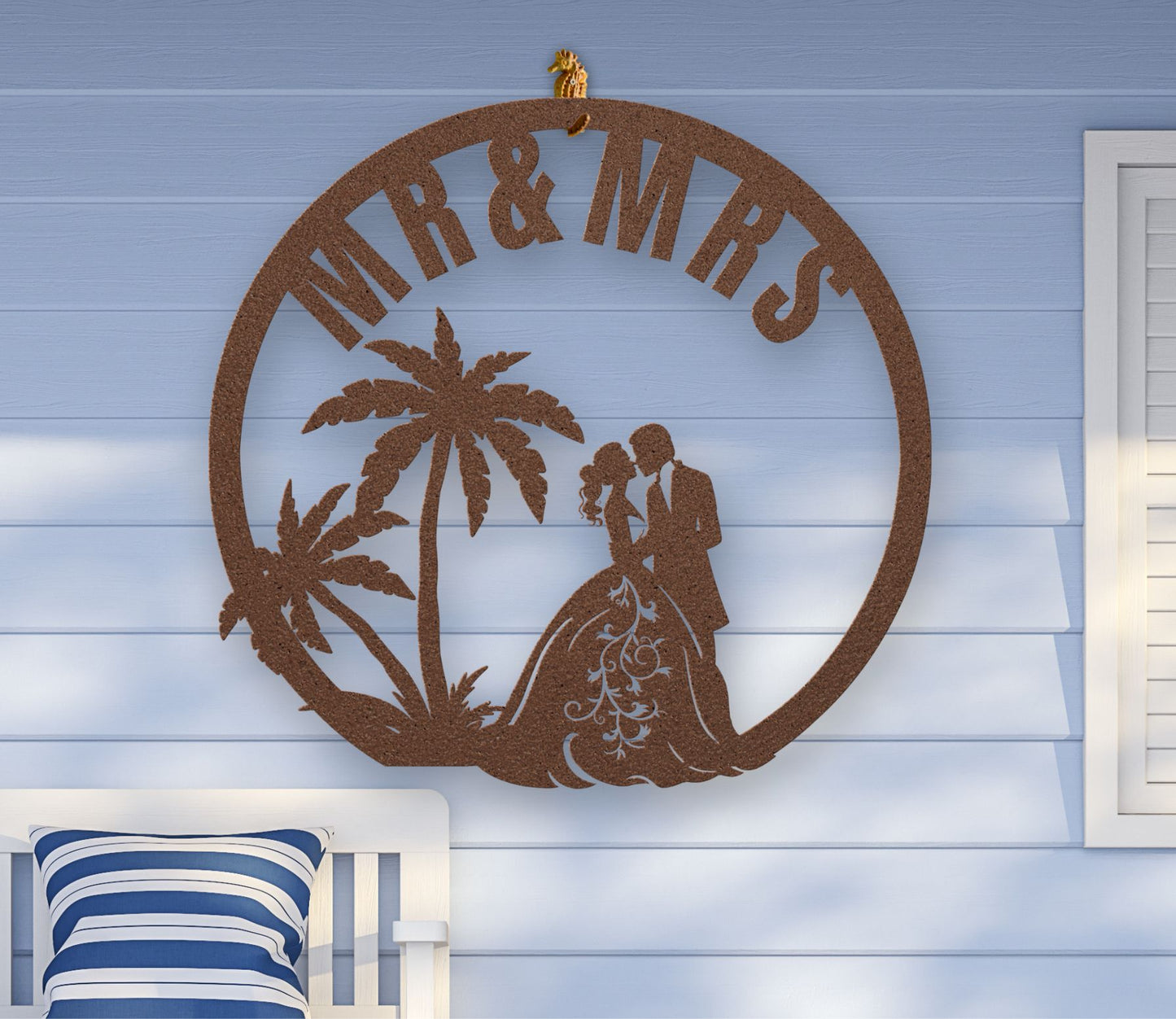 Mr. & Mrs. Beach Wedding Metal Wall Art