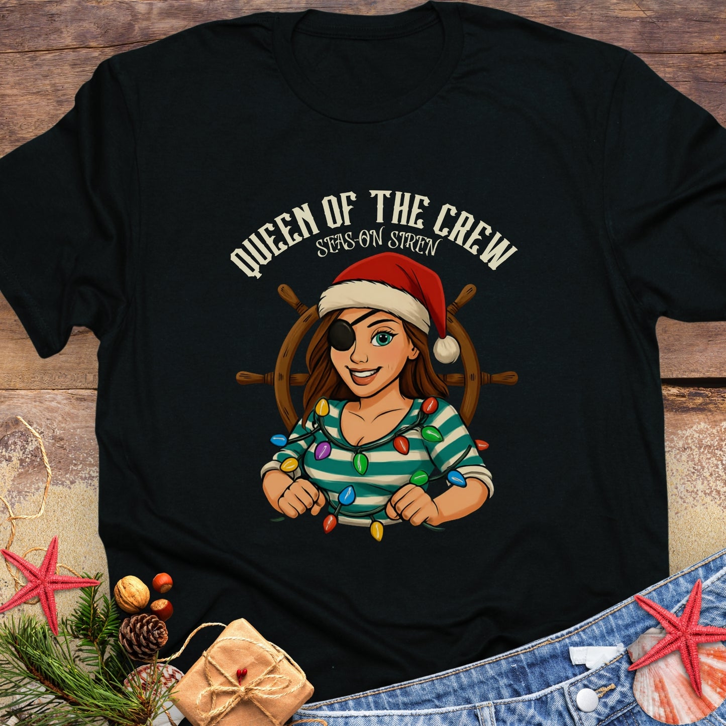 Queen of Crew Mom Christmas T-Shirt