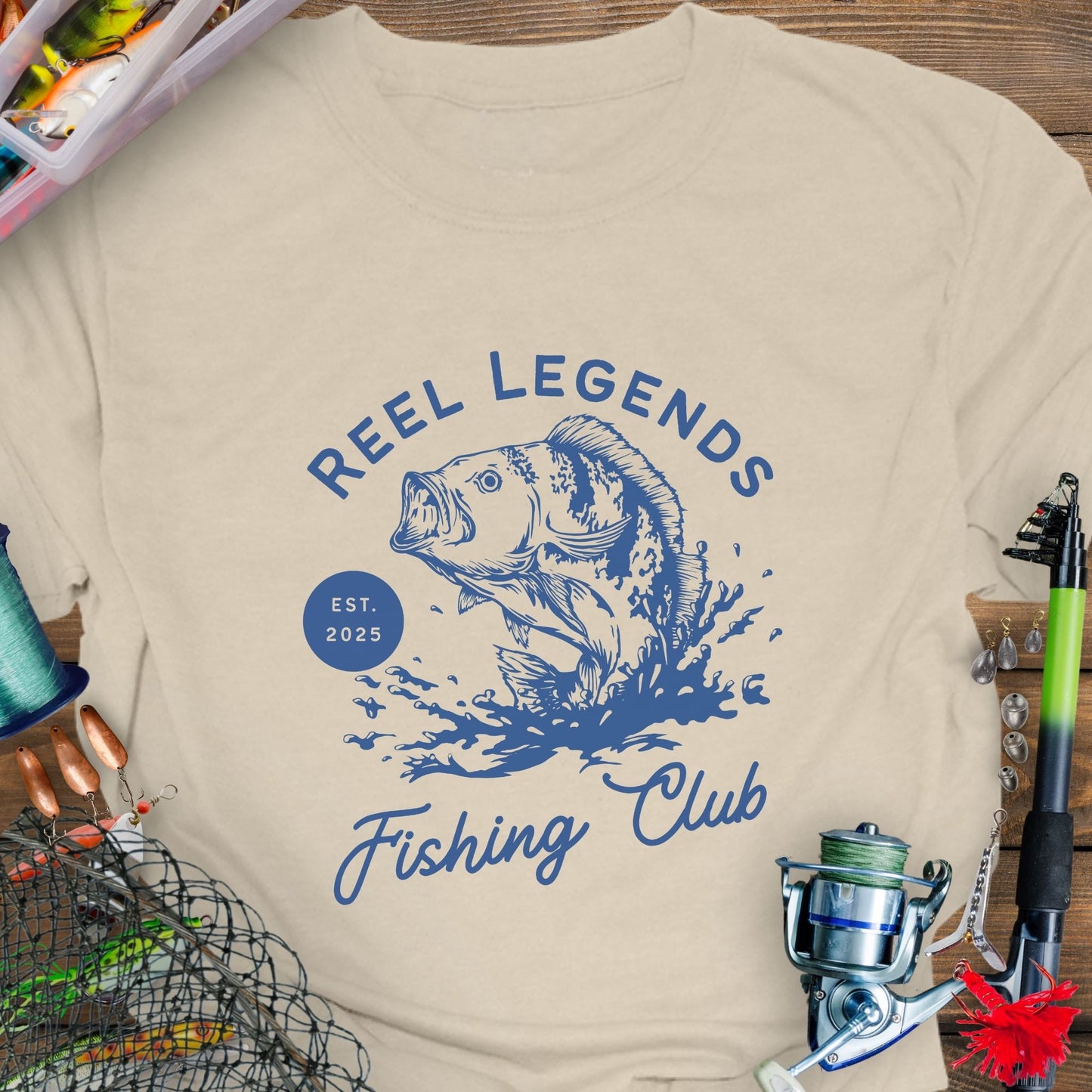 Natural Reel Legends Fishing Club Unisex T-shirt perfect for a fishing enthusiast.