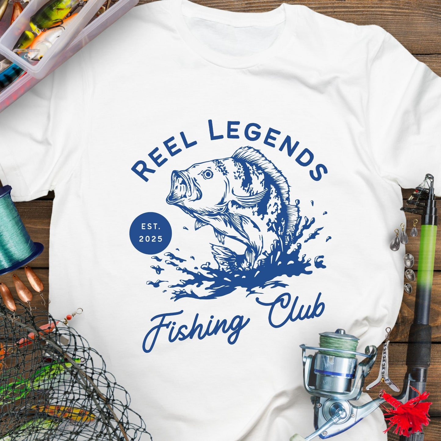 White Reel Legends Fishing Club Unisex T-shirt perfect for a fishing enthusiast.