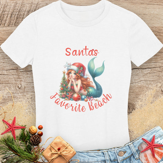Santa's Favorite Beach Mermaid T-shirt