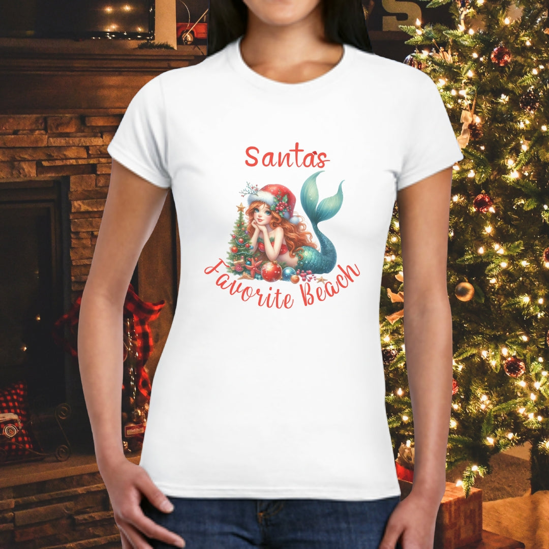 Santa's Favorite Beach Mermaid T-shirt
