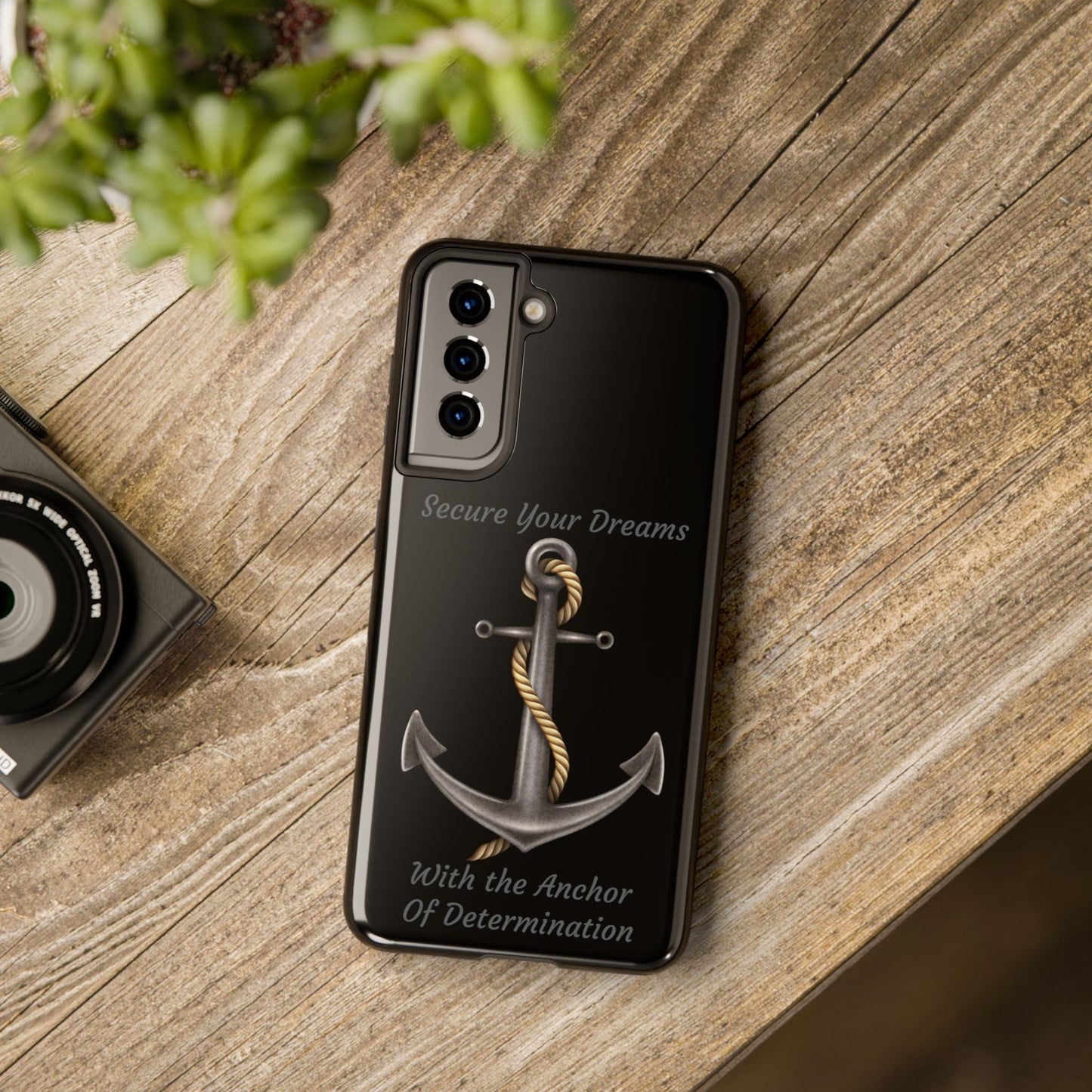 Samsung S21 Anchor of Determination nautical cell phone case with durable 2-piece design and glossy finish.