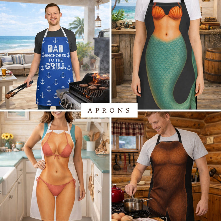Examples of beach and outdoor adventure aprons.