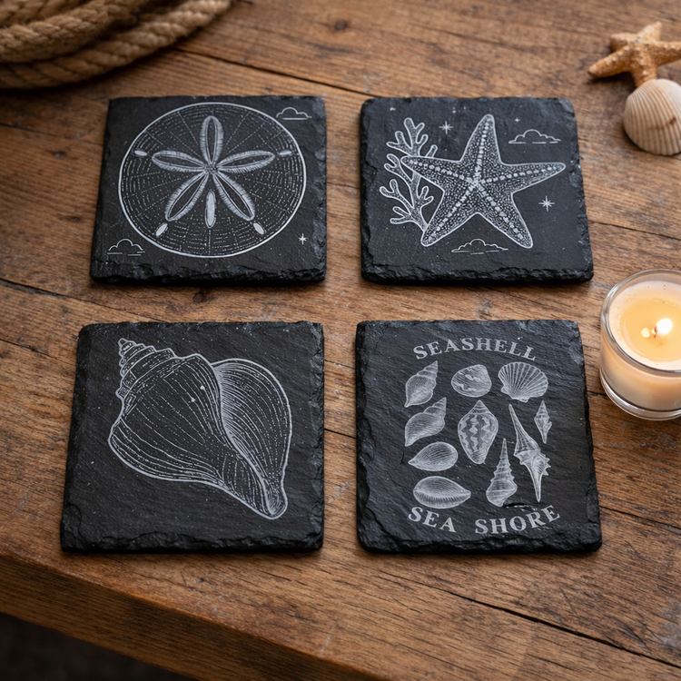Engraved-Slate-Coasters-Singles-Round-or-Square-Beach-Redwood-More Everythings Beachy