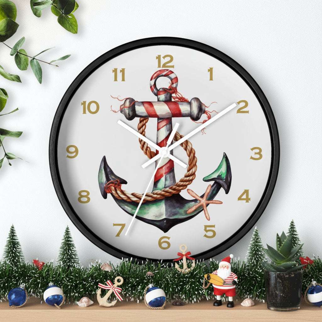 Wall clock with anchor design on a white background