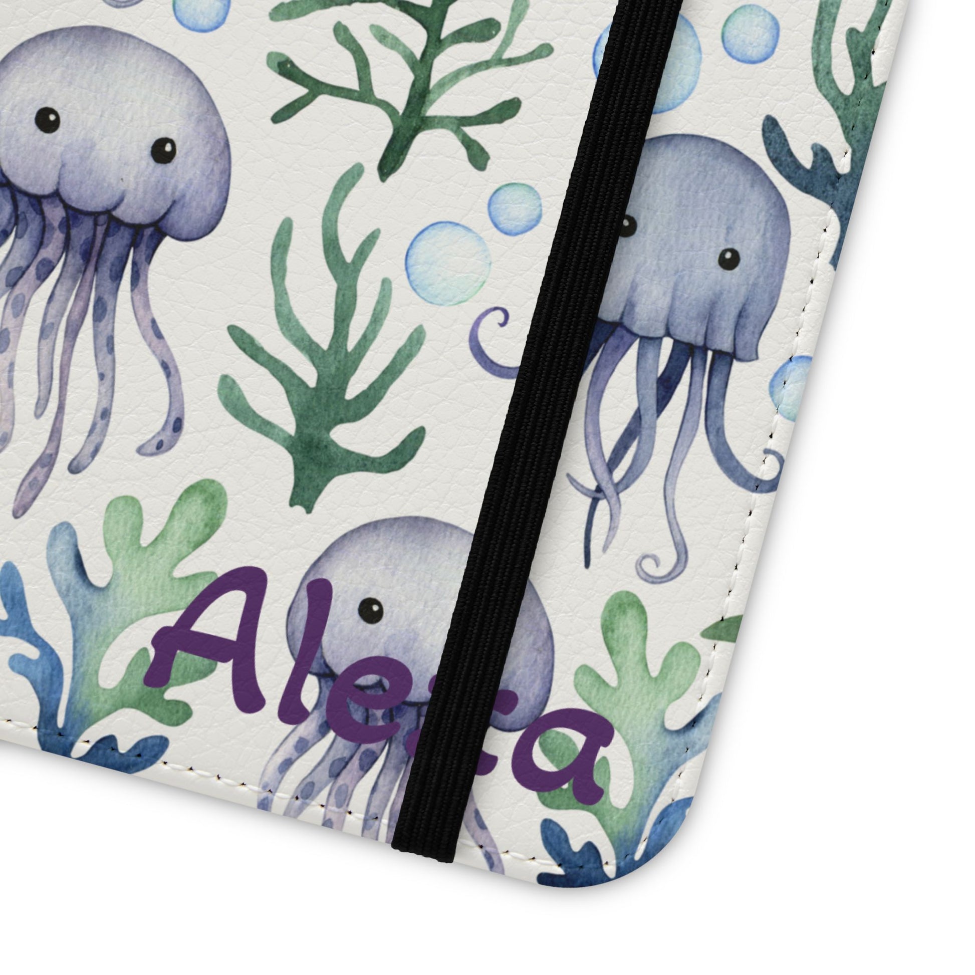 Notebook with jellyfish and seaweed design on a white background