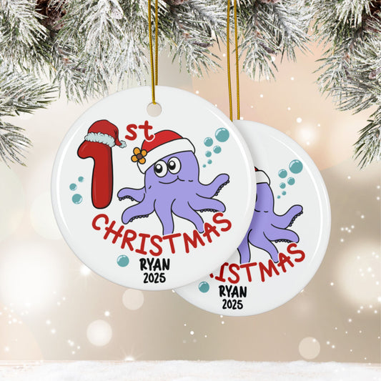 Octopus 1st Christmas Ornament  | Personalized