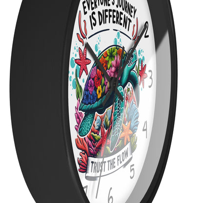 Turtle Wall Clock - "Everyone's Journey Is Different" Inspirational Ocean Clock  Home Decor  Everythings Beachy