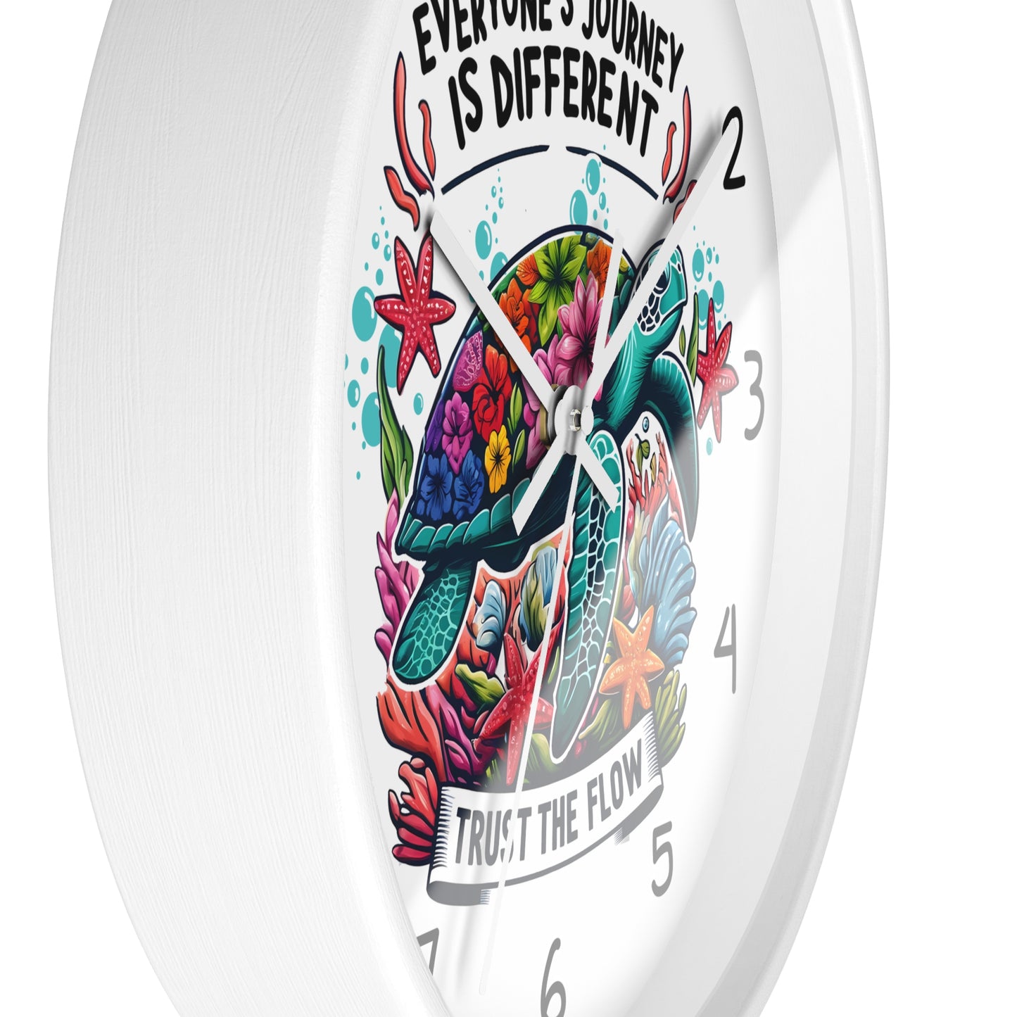 Turtle Wall Clock - "Everyone's Journey Is Different" Inspirational Ocean Clock  Home Decor  Everythings Beachy