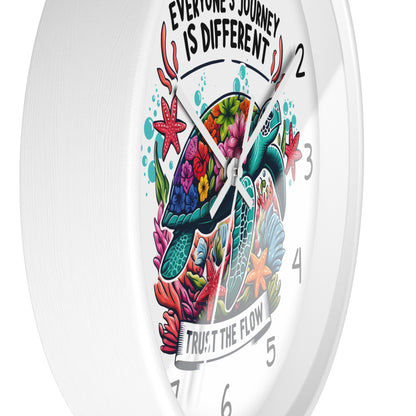 Turtle Wall Clock - "Everyone's Journey Is Different" Inspirational Ocean Clock  Home Decor  Everythings Beachy