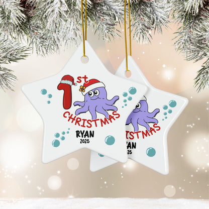 Octopus 1st Christmas Ornament  | Personalized