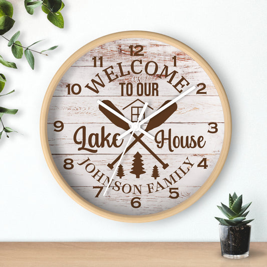 Lake House Wall Clock | Personalized Family Name